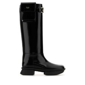PRADA Monolith Pouch Knee-High Boots Women BLACK
